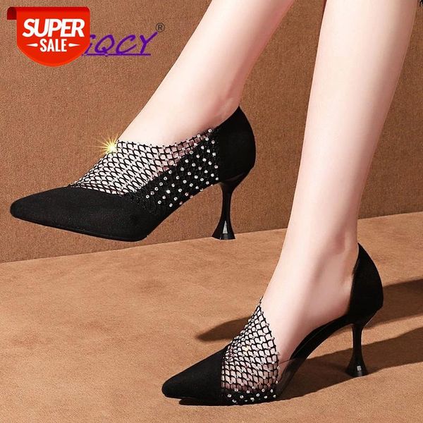suede high heels hollow bling mesh pumps women shoes 2019 autumn summer fashion spike pointed female #rv4o, Black 
suede high heels hollow bling mesh pumps women shoes 2019 autumn summer fashion spike pointed female #rv4o, Black
