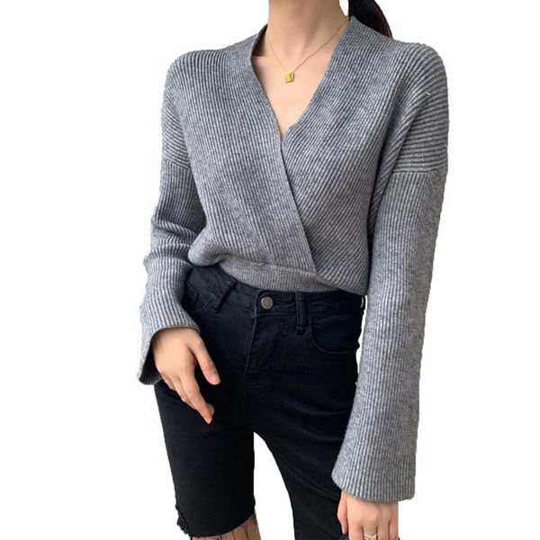 women's sweaters autumn and winter sweater casual solid color v-neck long-sleeved, White;black
women's sweaters autumn and winter sweater casual solid color v-neck long-sleeved, White;black