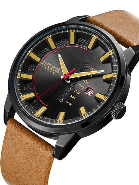 wristwatches real auto date week men's watch japan quartz man hours fine fashion leather bracelet boy's gift julius box, Slivery;brown
wristwatches real auto date week men's watch japan quartz man hours fine fashion leather bracelet boy's gift julius box, Slivery;brown