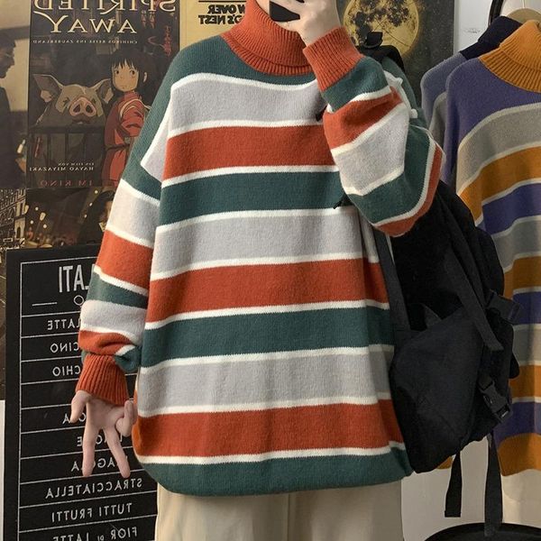men's sweaters winter turtleneck sweater men warm fashion casual knitted pullover loose striped long-sleeved mens jumper, White;black
men's sweaters winter turtleneck sweater men warm fashion casual knitted pullover loose striped long-sleeved mens jumper, White;black