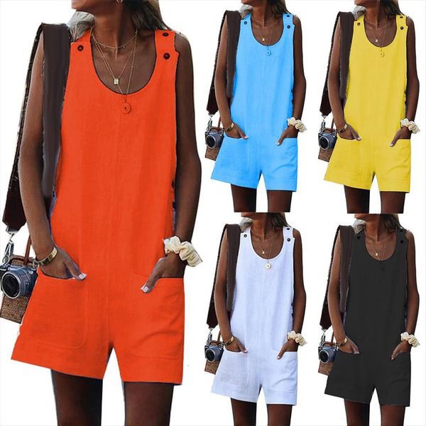 plus size summer solid color women jumpsuits cotton linen sleeveless shorts, Black;white
plus size summer solid color women jumpsuits cotton linen sleeveless shorts, Black;white