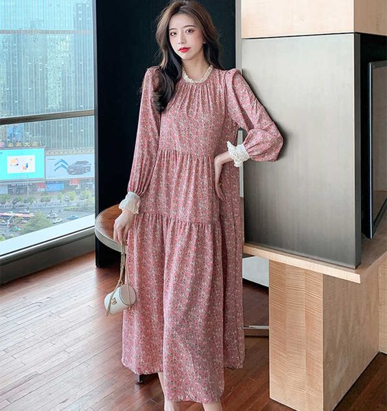 women's t-shirt spring autumn long midi women korean fashion cute frilly stand collar lace patchwork belted chiffon floral es ladi, White
women's t-shirt spring autumn long midi women korean fashion cute frilly stand collar lace patchwork belted chiffon floral es ladi, White
