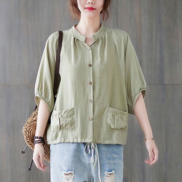 women summer loose casual shirts new arrival vintage style stand collar all-match female half sleeve s3565 210412, White
women summer loose casual shirts new arrival vintage style stand collar all-match female half sleeve s3565 210412, White