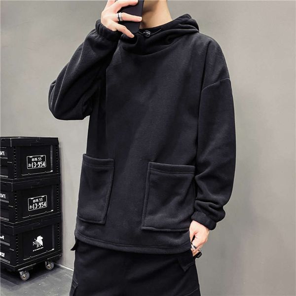 hooded sweater coat autumn and winter fleece version tide thickened fleece loose top, Black
hooded sweater coat autumn and winter fleece version tide thickened fleece loose top, Black