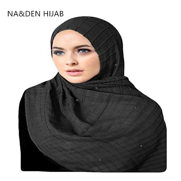 

scarves 1pcs crinkled pearls elastic viscose women scarf/scarves embossed grid shawl solid soft muslim hijabs wraps, Blue;gray
