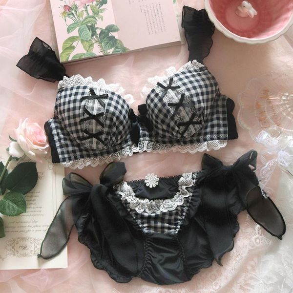bras sets girl bralette soft bow cute black plaid lingerie underpants suit plus size bra and panty set push up women intimates, Red;black
bras sets girl bralette soft bow cute black plaid lingerie underpants suit plus size bra and panty set push up women intimates, Red;black