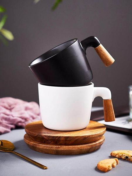mugs nordic matte ceramic coffee cup set with wooden handle home anti-scalding afternoon tea saucer 280ml
mugs nordic matte ceramic coffee cup set with wooden handle home anti-scalding afternoon tea saucer 280ml