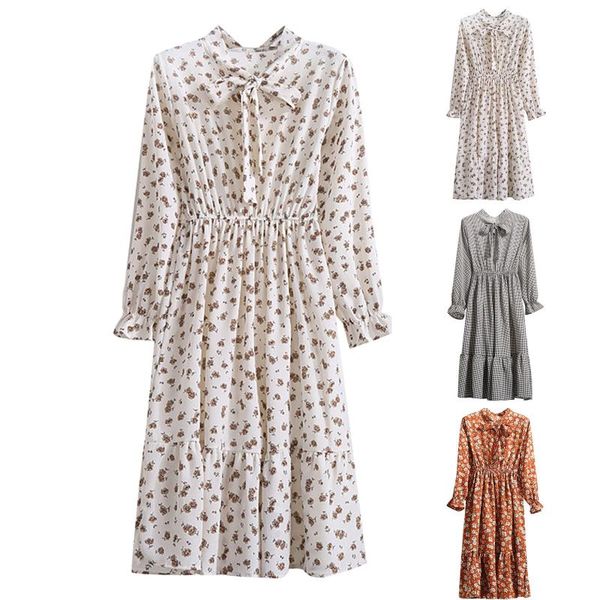 women's swimwear women bowknot nack bottoming dress slim long-sleeved elastic waist mid-length floral spring autumn elegant ladies dres, White;black
women's swimwear women bowknot nack bottoming dress slim long-sleeved elastic waist mid-length floral spring autumn elegant ladies dres, White;black
