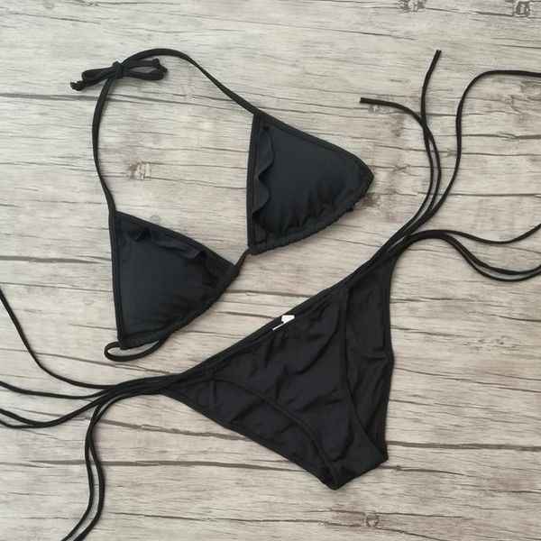 women's black flouncing triangle bikini set gril cut out swimwear swimsuit brazilian summer beach suit, White;black
women's black flouncing triangle bikini set gril cut out swimwear swimsuit brazilian summer beach suit, White;black