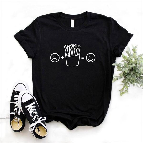 and women sad french men t shirts fries happy print short sleeve o neck loose ladies causal tee, White;black
and women sad french men t shirts fries happy print short sleeve o neck loose ladies causal tee, White;black