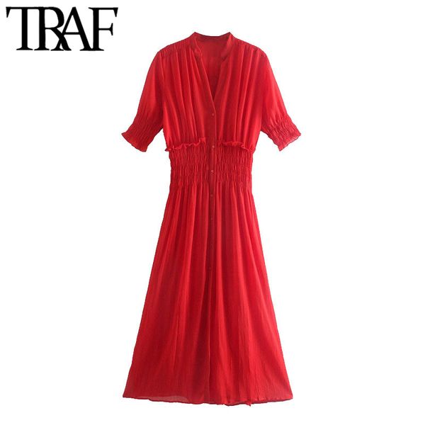 traf women chic fashion with elastic waist pleated midi dress vintage short sleeve with lining female dresses vestidos 210415, Black;gray
traf women chic fashion with elastic waist pleated midi dress vintage short sleeve with lining female dresses vestidos 210415, Black;gray