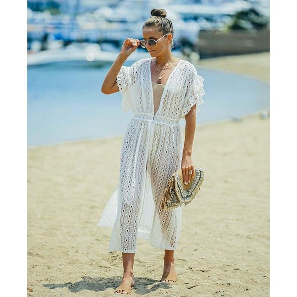 women's swimwear lace beach cover up beachwear kaftan belt long pareo dress women robe de plage kimono playa bikini tunic, White;black
women's swimwear lace beach cover up beachwear kaftan belt long pareo dress women robe de plage kimono playa bikini tunic, White;black