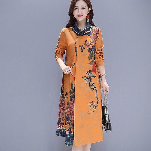 casual dresses orange midi dress plus size long sleeve warm chinese vintage print pocket turtleneck winter fall elegnat clothing dc348, Black;gray
casual dresses orange midi dress plus size long sleeve warm chinese vintage print pocket turtleneck winter fall elegnat clothing dc348, Black;gray