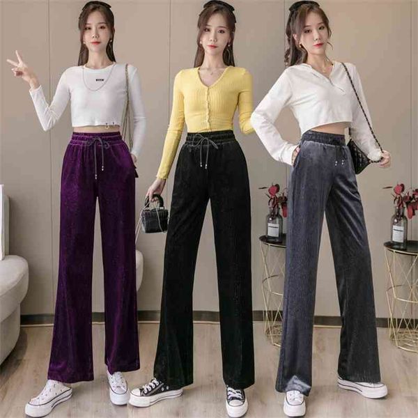 autumn and winter wide-leg pants women's high-waist slim slimming draping loose velvet black 210510, Black;white
autumn and winter wide-leg pants women's high-waist slim slimming draping loose velvet black 210510, Black;white