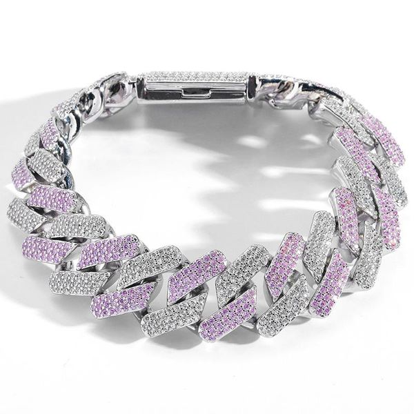 link, chain 20mm big heavy hip hop pink white cz stone bling iced out solid miami curb cuban link bracelets for men rapper jewelry, Black
link, chain 20mm big heavy hip hop pink white cz stone bling iced out solid miami curb cuban link bracelets for men rapper jewelry, Black