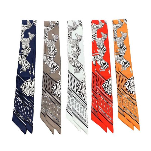 scarves zebra print sillk scarf 2021 design women temperament wrist towel female headband fashion neckerchief bag, Blue;gray 
scarves zebra print sillk scarf 2021 design women temperament wrist towel female headband fashion neckerchief bag, Blue;gray