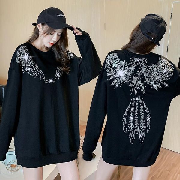 women's hoodies & sweatshirts 2021 autumn and winter version of european cargo heavy industry drilling round neck sweatershirt female t, Black
women's hoodies & sweatshirts 2021 autumn and winter version of european cargo heavy industry drilling round neck sweatershirt female t, Black