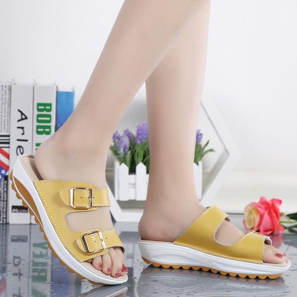 women slippers buckle real leather slides shoes solid thick sole heels beach outside flip flops summer size 35-41, Black
women slippers buckle real leather slides shoes solid thick sole heels beach outside flip flops summer size 35-41, Black