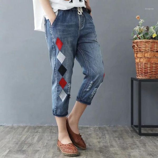 women's pants & capris embroidery geometric string elastic waist plus size denim slim calf summer pant women clothing jogger harem trou, Black;white
women's pants & capris embroidery geometric string elastic waist plus size denim slim calf summer pant women clothing jogger harem trou, Black;white