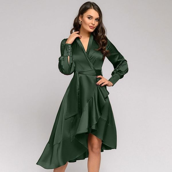 casual dresses satin ruffles sashes a-line party women long sleeve v-neck summer new fashion midi vintage vestidos zjuc, Black;gray
casual dresses satin ruffles sashes a-line party women long sleeve v-neck summer new fashion midi vintage vestidos zjuc, Black;gray