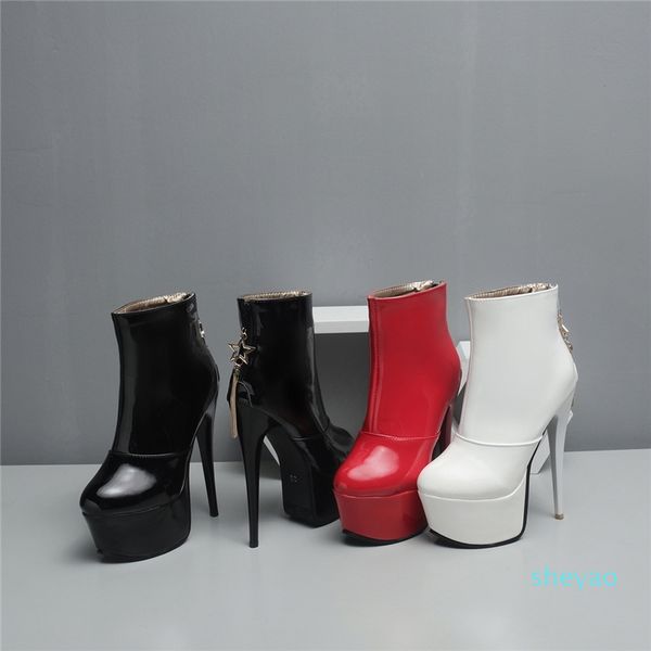 high heels ankle boots for women shoe fashion platform pu leather short boots white red party fetish shoes large 4540, Black
high heels ankle boots for women shoe fashion platform pu leather short boots white red party fetish shoes large 4540, Black