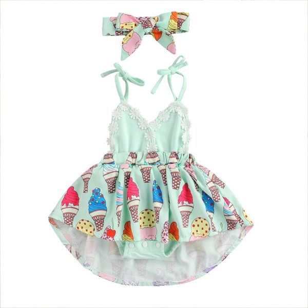 jumpsuits 2 pcs baby girls romper dress casual summer clothes ice cream printed suspender backless and headband, Blue
jumpsuits 2 pcs baby girls romper dress casual summer clothes ice cream printed suspender backless and headband, Blue