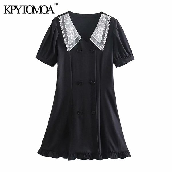 women sweet fashion with lace ruffled mini dress vintage puff sleeves button-up female dresses vestidos mujer 210420, Black;gray
women sweet fashion with lace ruffled mini dress vintage puff sleeves button-up female dresses vestidos mujer 210420, Black;gray