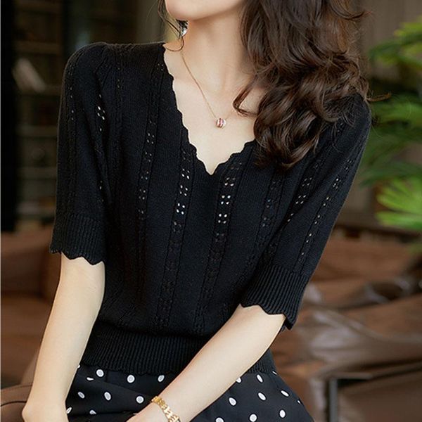 women's blouses & shirts blusas mujer de moda 2021 v-neck hollow knitted short summer drop out solid korean fashion women clothes 0925, White
women's blouses & shirts blusas mujer de moda 2021 v-neck hollow knitted short summer drop out solid korean fashion women clothes 0925, White