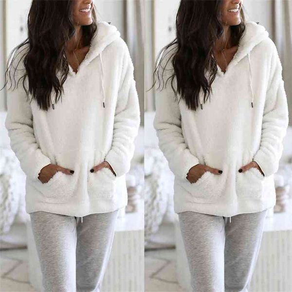 fashion solid plush hoodies women hooded drawstring pockets v-neck long sleeve casual loose warm white sweatshirts autumn winter 210522, Black
fashion solid plush hoodies women hooded drawstring pockets v-neck long sleeve casual loose warm white sweatshirts autumn winter 210522, Black