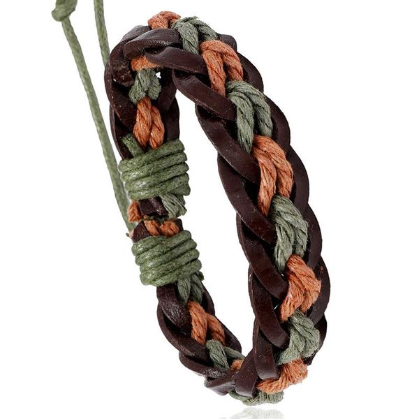 brown braided rope casual fashion vintage punk handmade men women leather bracelets jewelry charm, Golden;silver 
brown braided rope casual fashion vintage punk handmade men women leather bracelets jewelry charm, Golden;silver
