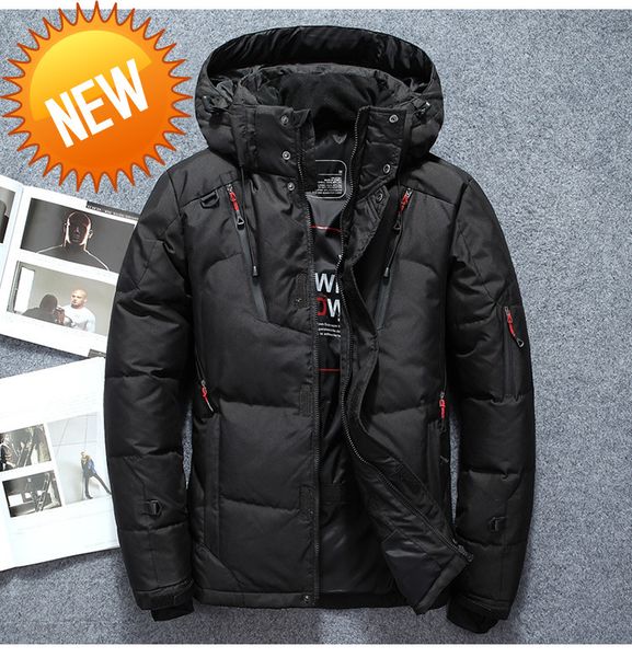 men's winter jacket thick mouth bag windproof zipper snow park overcoat solid color brand down jackets, Black
men's winter jacket thick mouth bag windproof zipper snow park overcoat solid color brand down jackets, Black
