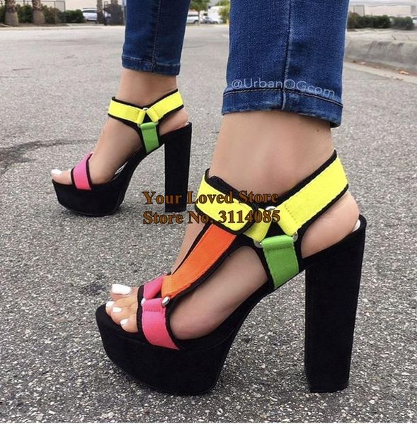 women lemon yellom mixed color thick high heels sandals platform dress shoes metal buckle strap pink wedding pumps dropship, Black
women lemon yellom mixed color thick high heels sandals platform dress shoes metal buckle strap pink wedding pumps dropship, Black