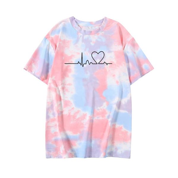 women's t-shirt electrocardiogram printing pattern summer female short sleeve tie dye japan korean harajuku style fashion women, White
women's t-shirt electrocardiogram printing pattern summer female short sleeve tie dye japan korean harajuku style fashion women, White