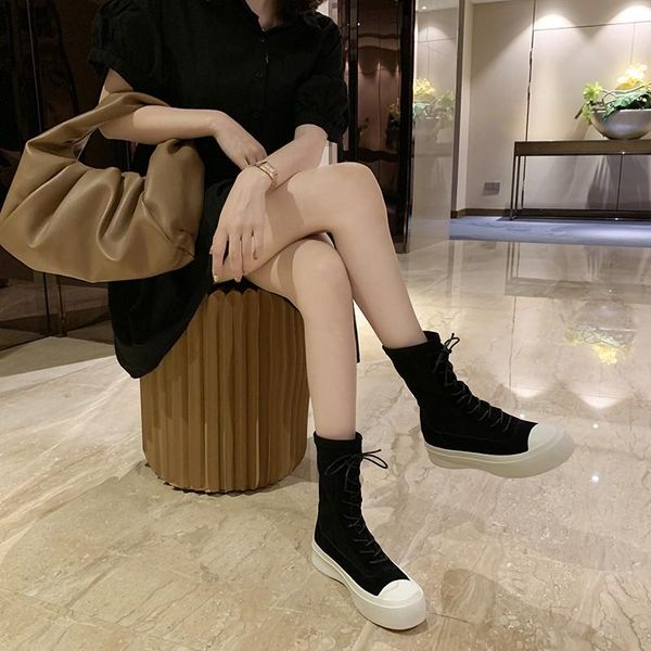 boots early autumn women's net red versatile thick soled high small short thin single, Black
boots early autumn women's net red versatile thick soled high small short thin single, Black