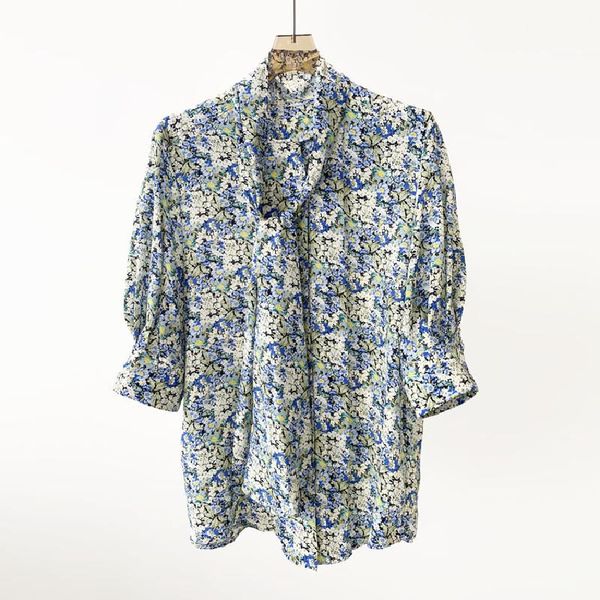 women's blouses & shirts silk blouse for women half sleeve lace-up bow turn down collar foral print loose causal vintage shirt and, White
women's blouses & shirts silk blouse for women half sleeve lace-up bow turn down collar foral print loose causal vintage shirt and, White