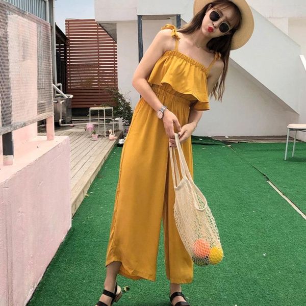 women's jumpsuits & rompers summer fashion ruffle strap women casual wide leg female backless sling jumpsuit, Black;white
women's jumpsuits & rompers summer fashion ruffle strap women casual wide leg female backless sling jumpsuit, Black;white