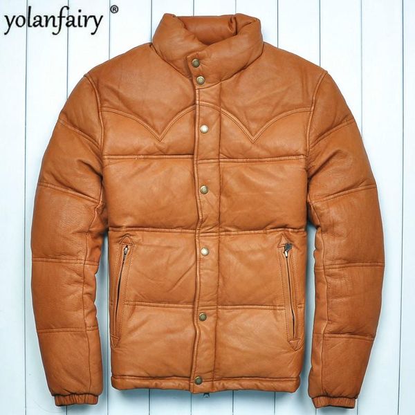 men's leather & faux genuine jacket men vintage goatskin mens duck down winter coat plus size jaqueta de couro 250711 yy772, Black
men's leather & faux genuine jacket men vintage goatskin mens duck down winter coat plus size jaqueta de couro 250711 yy772, Black