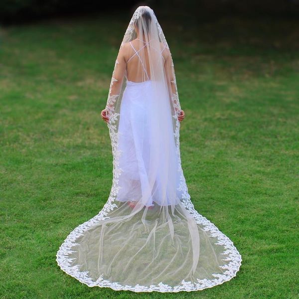 bridal veils arrival long light champagne wedding veil with comb lace edge one layer 3 m voile mariage, Black
bridal veils arrival long light champagne wedding veil with comb lace edge one layer 3 m voile mariage, Black
