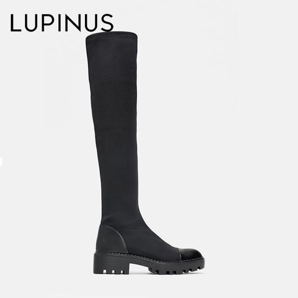 boots lupinus black stretch fabric women chunky platform knee high riding round toe1
boots lupinus black stretch fabric women chunky platform knee high riding round toe1