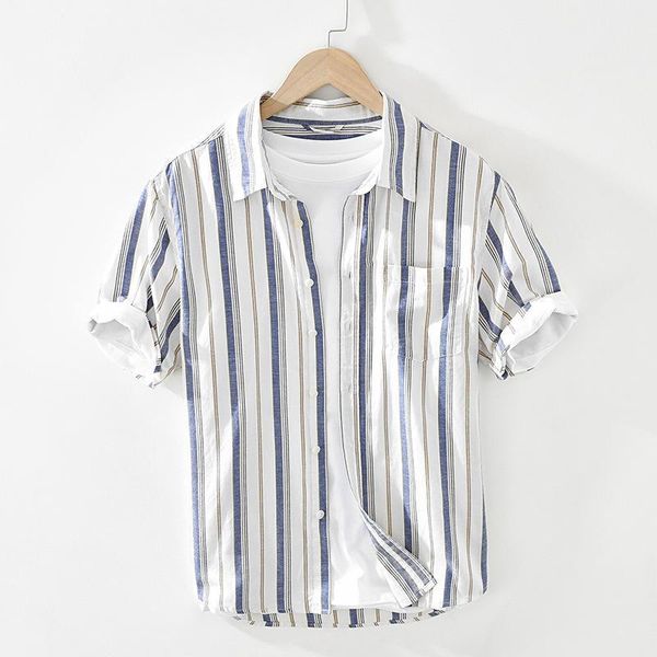 men's cotton linen shirts short sleeve striped business dress shirt men fashion casual male camisa streetwears ts-740, White;black
men's cotton linen shirts short sleeve striped business dress shirt men fashion casual male camisa streetwears ts-740, White;black