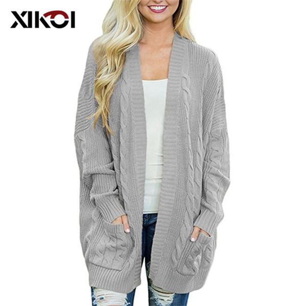 women's sweaters xikoi women cardigan sweater long thick knit with pocket loose solid color for autumn and winter vestidos, White;black
women's sweaters xikoi women cardigan sweater long thick knit with pocket loose solid color for autumn and winter vestidos, White;black