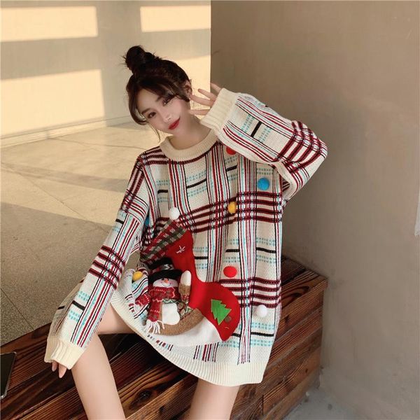 autumn winter thick and loose outer wear christmas style sweater female fashionable women's sweaters, White;black
autumn winter thick and loose outer wear christmas style sweater female fashionable women's sweaters, White;black