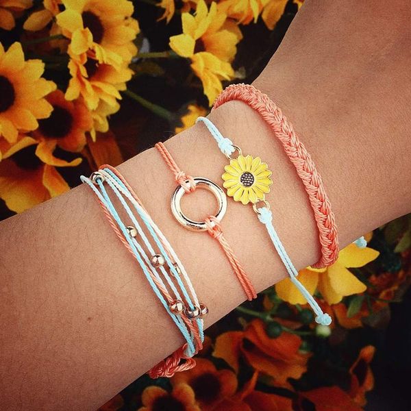 charm bracelets women's little daisy bracelet suit sunflower sun flower manual weave wax line bangles chains jewelry for gift, Golden;silver
charm bracelets women's little daisy bracelet suit sunflower sun flower manual weave wax line bangles chains jewelry for gift, Golden;silver
