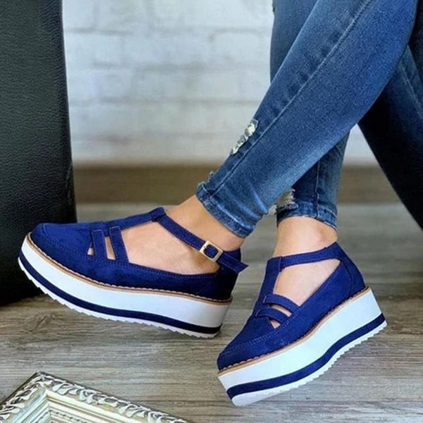 women's shoes sneakers buckle platform high heel women casual tenis feminino zapatos de mujer sandals, Black 
women's shoes sneakers buckle platform high heel women casual tenis feminino zapatos de mujer sandals, Black