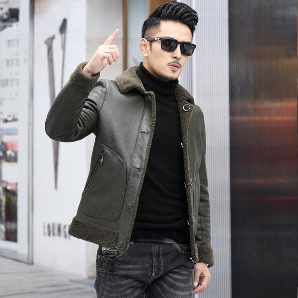 men's leather & faux 2021 winter 100% genuine sheepskin jacket male fashion sheep shearing liner coats clothes jaqueta masculina gmm677, Black
men's leather & faux 2021 winter 100% genuine sheepskin jacket male fashion sheep shearing liner coats clothes jaqueta masculina gmm677, Black