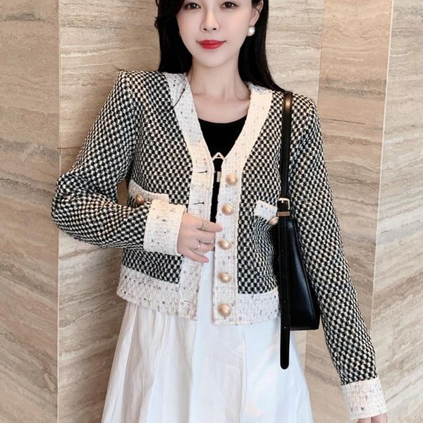 women's jackets fall winter french vintage tweed jacket coat women fashion long sleeve woolen short coats small fragrance outwe, Black;brown
women's jackets fall winter french vintage tweed jacket coat women fashion long sleeve woolen short coats small fragrance outwe, Black;brown