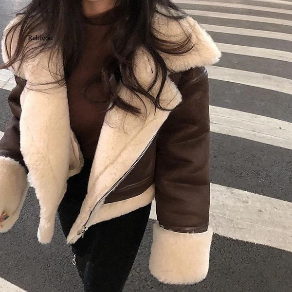 women's jackets winter thicken imitation lambswool short womens plus velvet motorcycle clothing vintage leather coats ropa mujer, Black;brown
women's jackets winter thicken imitation lambswool short womens plus velvet motorcycle clothing vintage leather coats ropa mujer, Black;brown