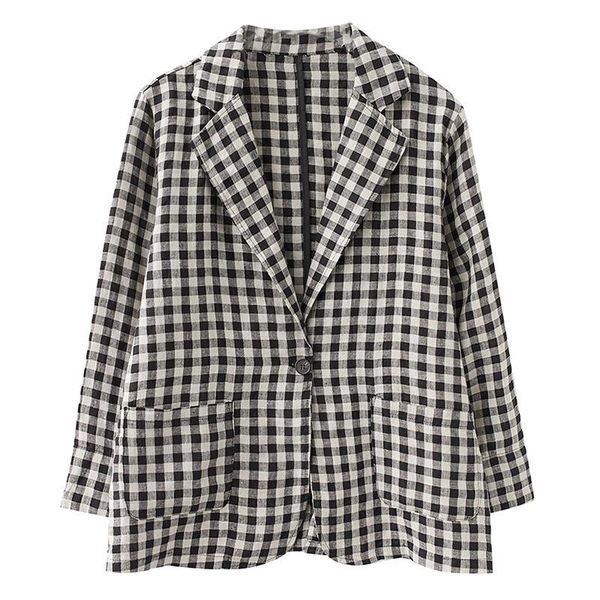 women's suits & blazers spring autum loose casual retro plaid suit blazer women office lady jacket single button blaser mujer, White;black
women's suits & blazers spring autum loose casual retro plaid suit blazer women office lady jacket single button blaser mujer, White;black
