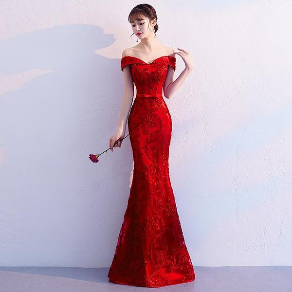 ethnic clothing exquisite appliques slash neck trumpet celebrity evening dresss sheath off shoulder cheongsam floor length robe de soir, Red
ethnic clothing exquisite appliques slash neck trumpet celebrity evening dresss sheath off shoulder cheongsam floor length robe de soir, Red