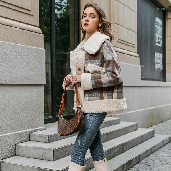 vintage plaid jacket lamb wool coat women thicken warm casual loose fleece jackets coats with pocket spring autumn fashion women's & bl, Black
vintage plaid jacket lamb wool coat women thicken warm casual loose fleece jackets coats with pocket spring autumn fashion women's & bl, Black